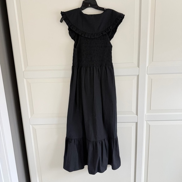 NEW Topshop Black Cotton V-neck Ruffle Midi Dress Size 6 - 23052 - Picture 6 of 13